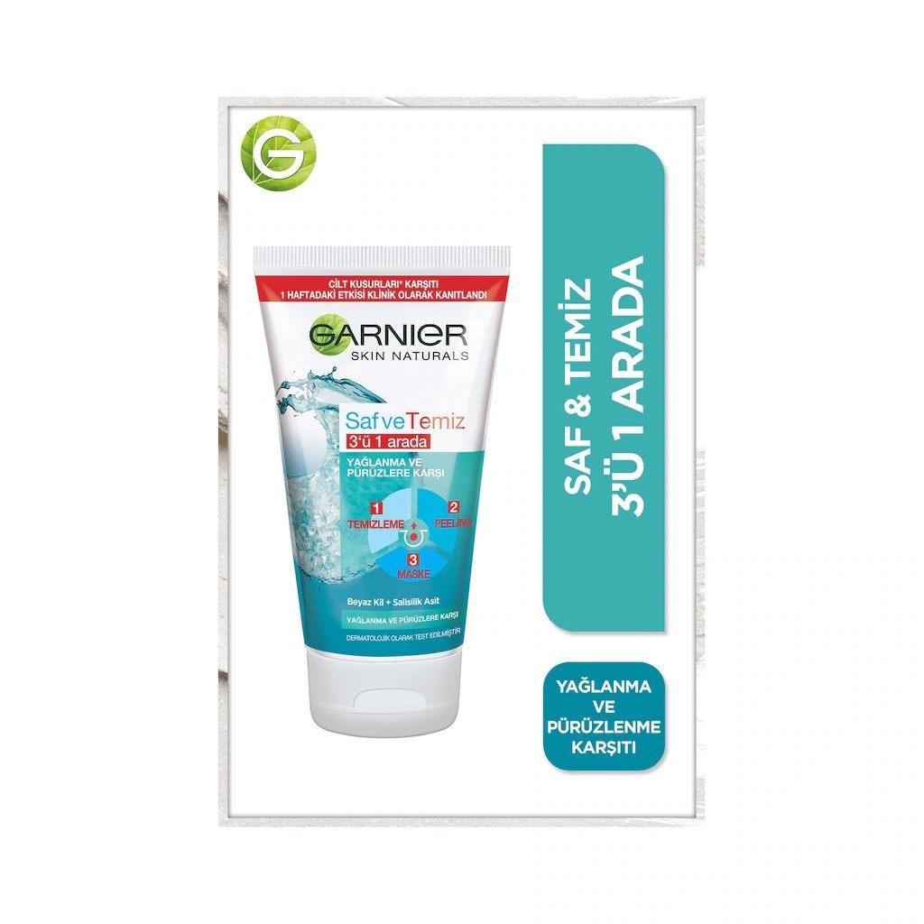 Garnier%20Saf%20&%20Temiz%20Peeling%203’ü%201%20Arada%20Temizleme%20Maske%20150%20ml