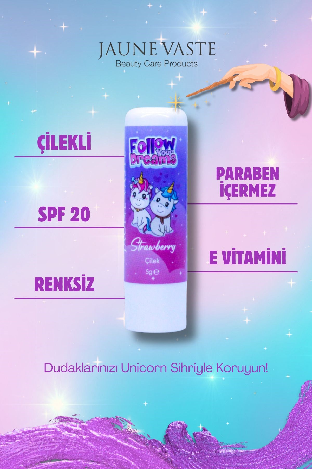 Jaune%20Vaste%20Lip%20Balm%20Kids%20Unicorn%20Dudak%20Kremi%20Çilekli%205%20gr