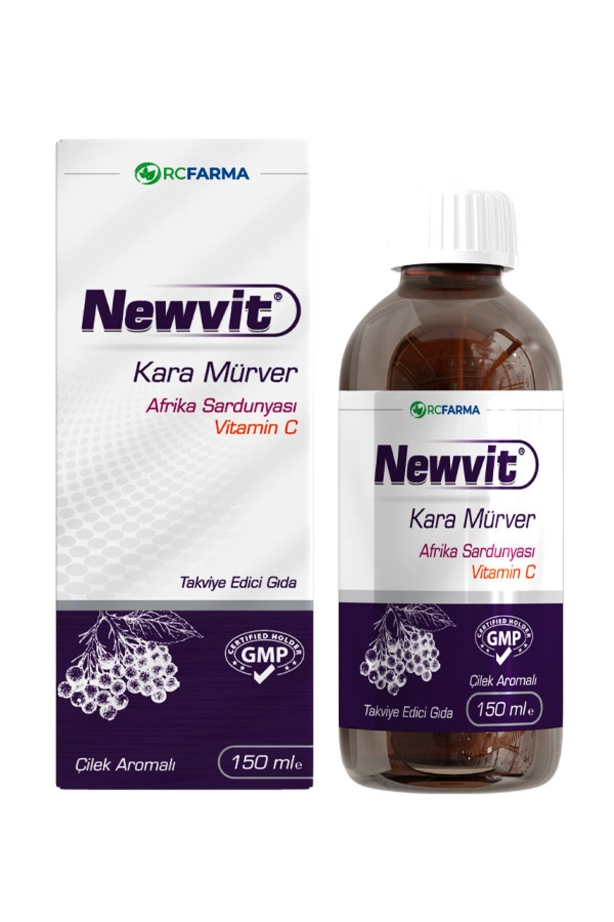 Newvit%20Kara%20Mürver%20&%20Afrika%20Sardunyası%20İçeren%20Takviye%20Edici%20Gıda%20150%20ml