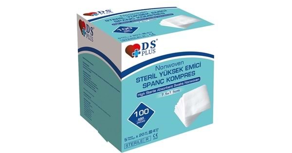 Ds%20Plus%20Gaz%20Kompres%20Nonwoven%20Steril%207,5x7,5%20cm%20100’lü