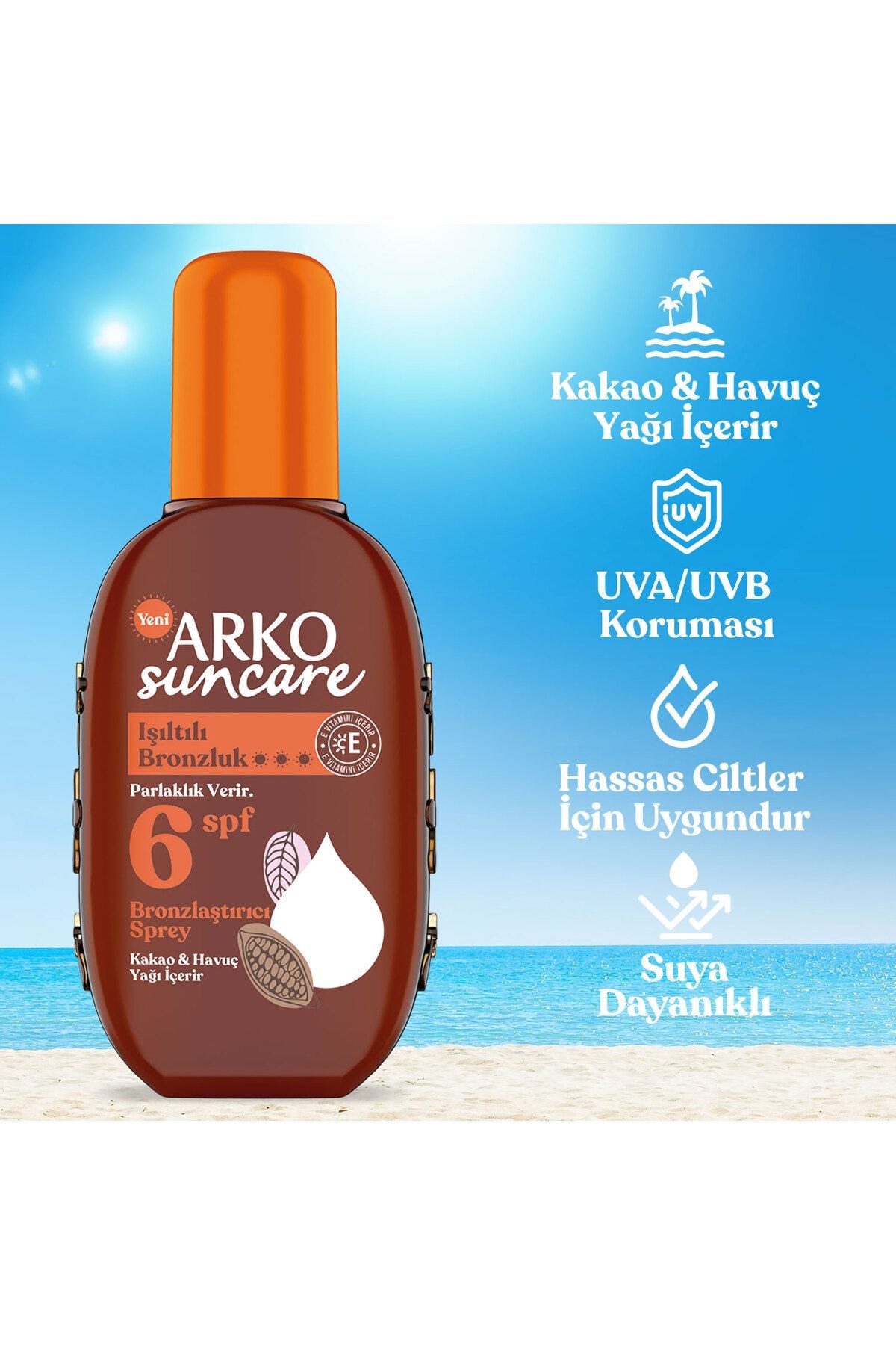 Arko%20Suncare%20Işıltılı%20Bronzlaştırıcı%20Sprey%20SPF6%20200%20ml