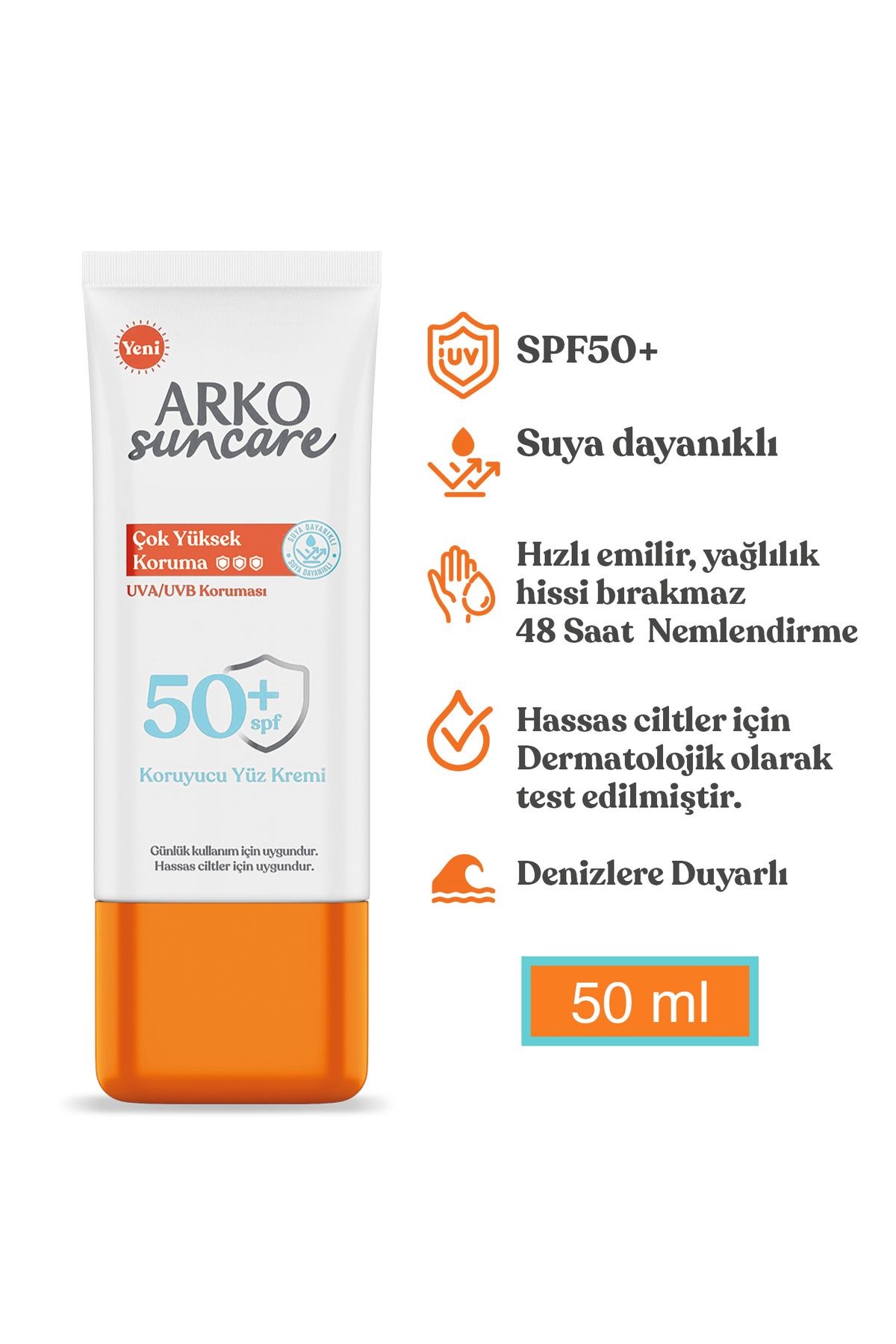 Arko%20Suncare%20Çok%20Yüksek%20Koruma%20SPF50+%20Kouyucu%20Yüz%20Kremi%2050%20ml