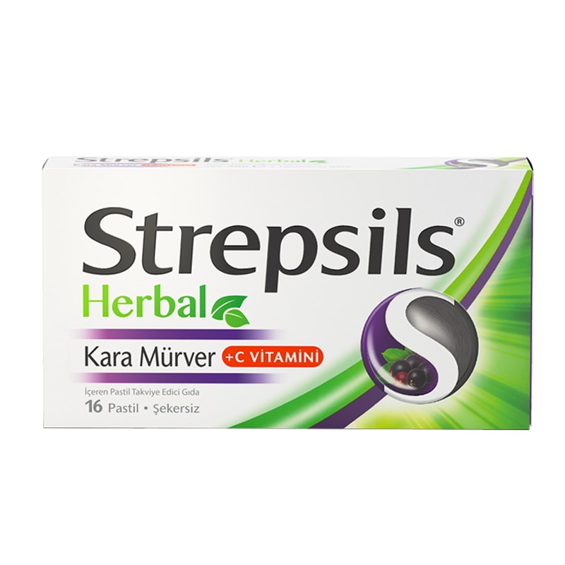 Strepsils%20Herbal%20Kara%20Mürver%20Aromalı%2016%20Pastil