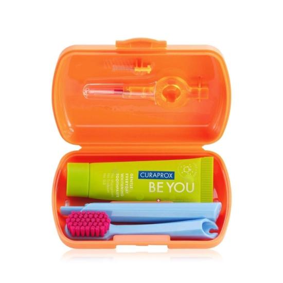 Curaprox Travel Set - Fırça + Macun + Diş Arası Fırça Turuncu