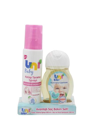 Uni Baby Kolay Tarama Spreyi 200 ml + Uni Baby Saç ve Vücut Şampuanı 200 ml - Kofre