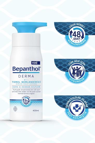 Bepanthol Derma Temel Nemlendirici Günlük Vücut Losyonu  Kuru ve Hassas Ciltler 400 ml